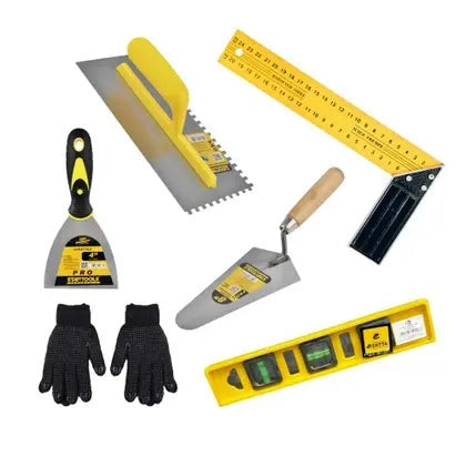 Construction/Bricklayer Tool Kit, 6 Pieces, Trowel, Brush, Pro