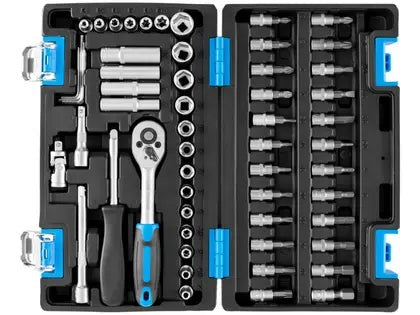 46-Piece Reversible Ratchet Socket Set with Cas